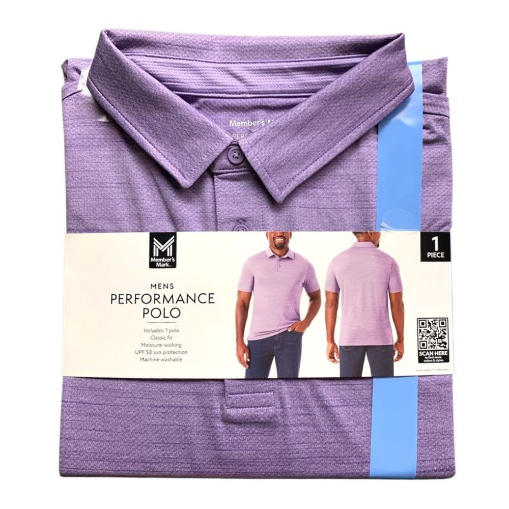 Member's Mark Men's Performance Polo, Classic Fit, Moisture-Wicking - Purple